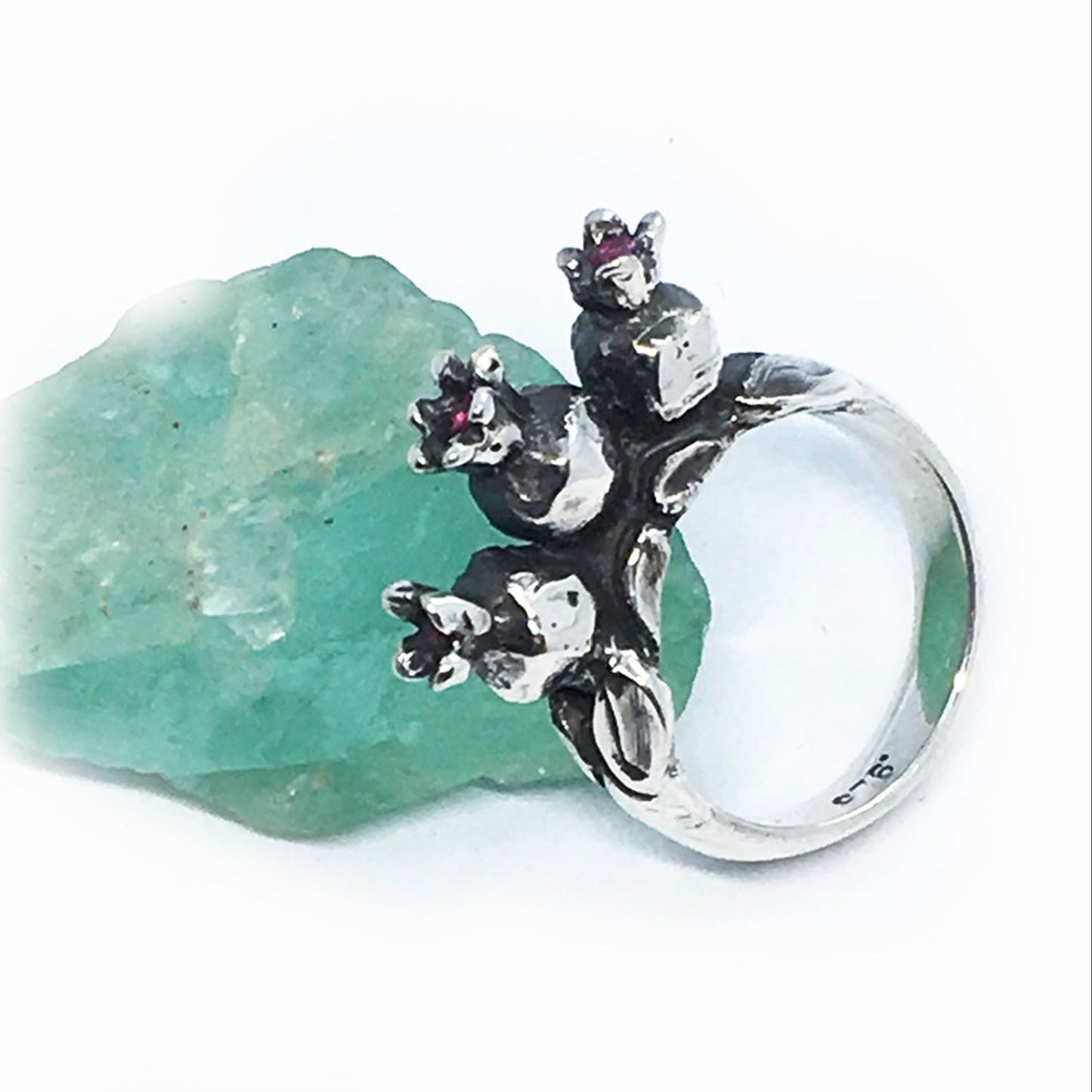 3 Pomegranate Sterling Silver Ring