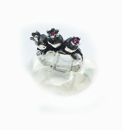 3 Pomegranate Sterling Silver Ring