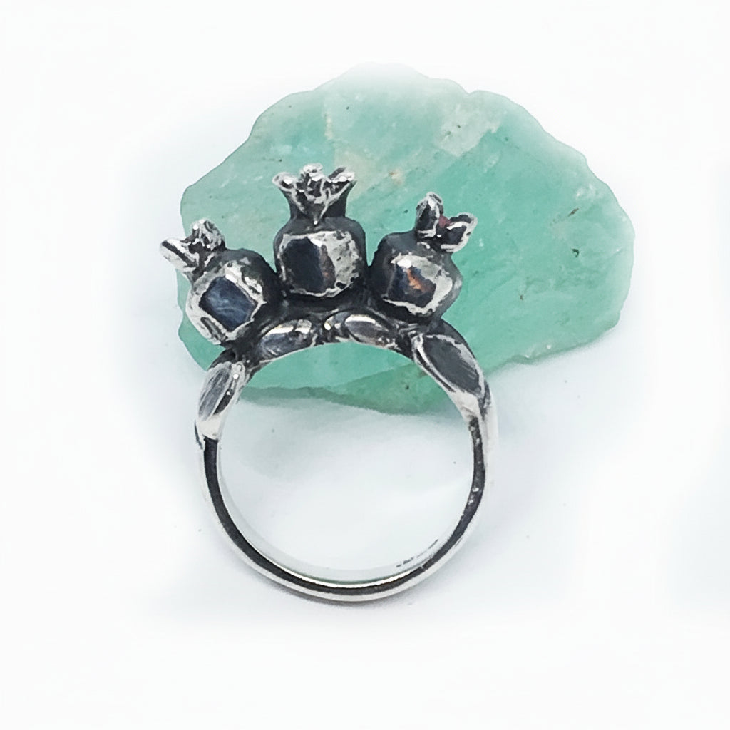 3 Pomegranate Sterling Silver Ring