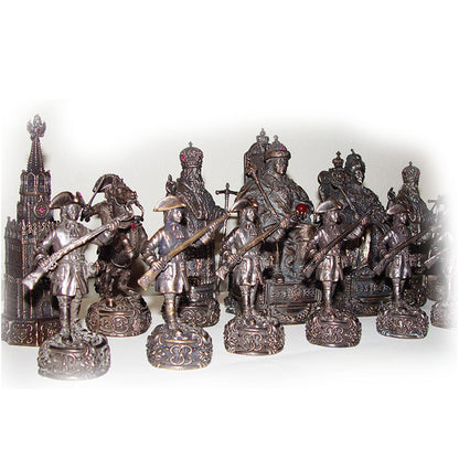 Russian Historical Sterling Silver Chess Set