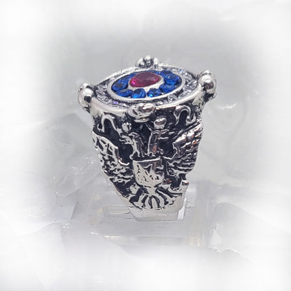 Russian Sterling Silver Ring with Flag Color CZ Stones