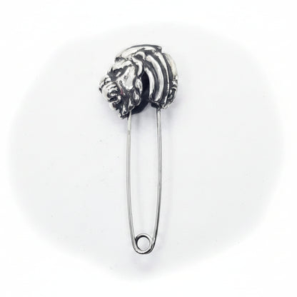 Safety Pin with Sterling Silver Lion Head