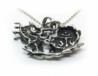 Christmas Santa Sleigh with Reindeers Silver Pendant