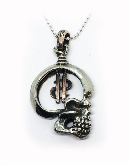 Skull Brain With $ Dollar Sign Sterling Silver Pendant