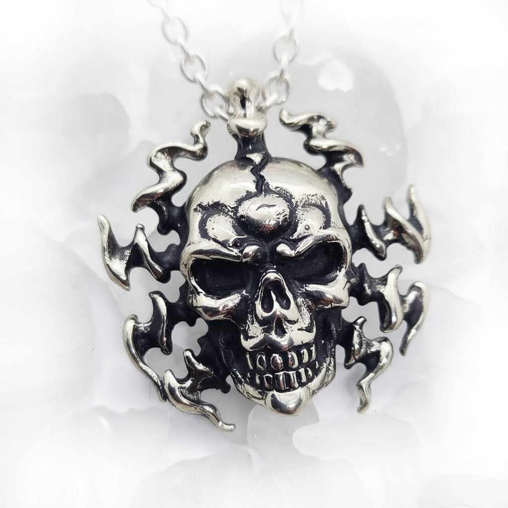 Electrifying Skull Sterling Silver Pendant