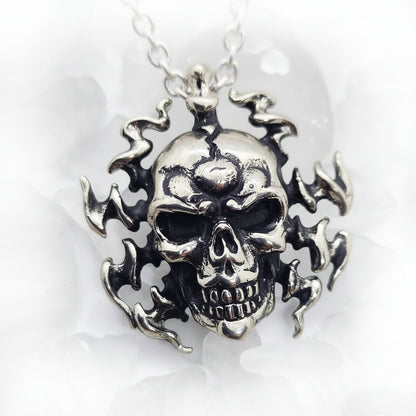 Electrifying Skull Sterling Silver Pendant