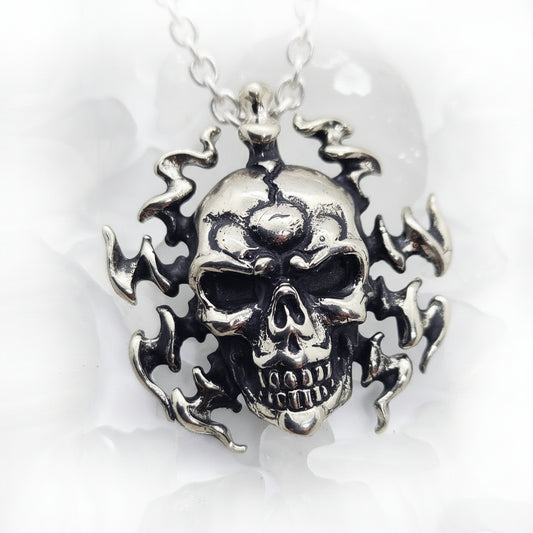 Electrifying Skull Sterling Silver Pendant
