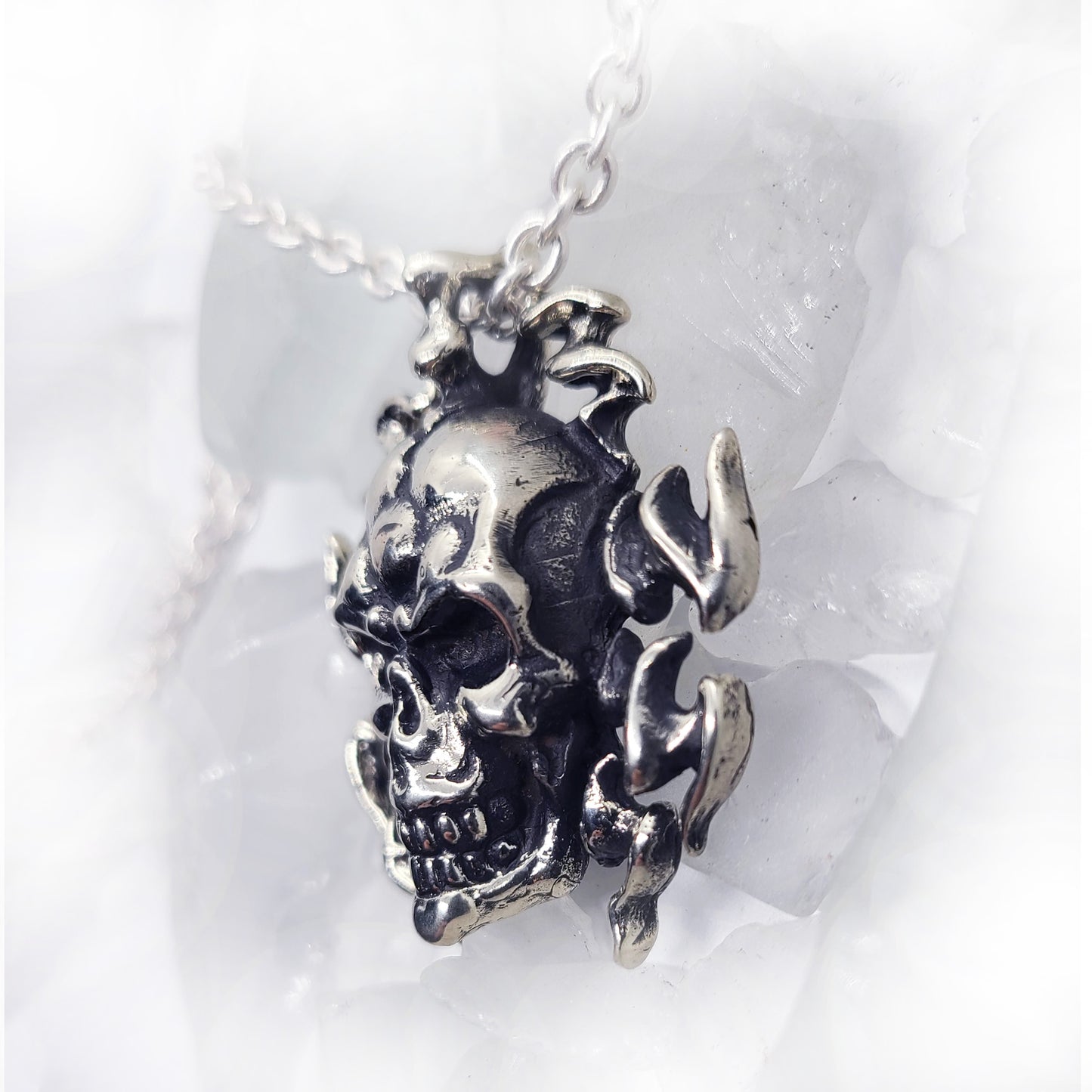 Electrifying Skull Sterling Silver Pendant
