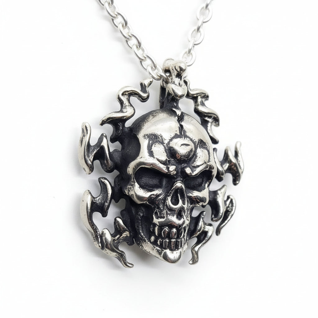 Electrifying Skull Sterling Silver Pendant