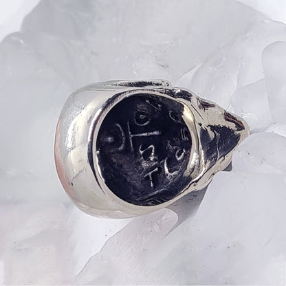 Skull with Tongue Ring Sterling Silver Ring