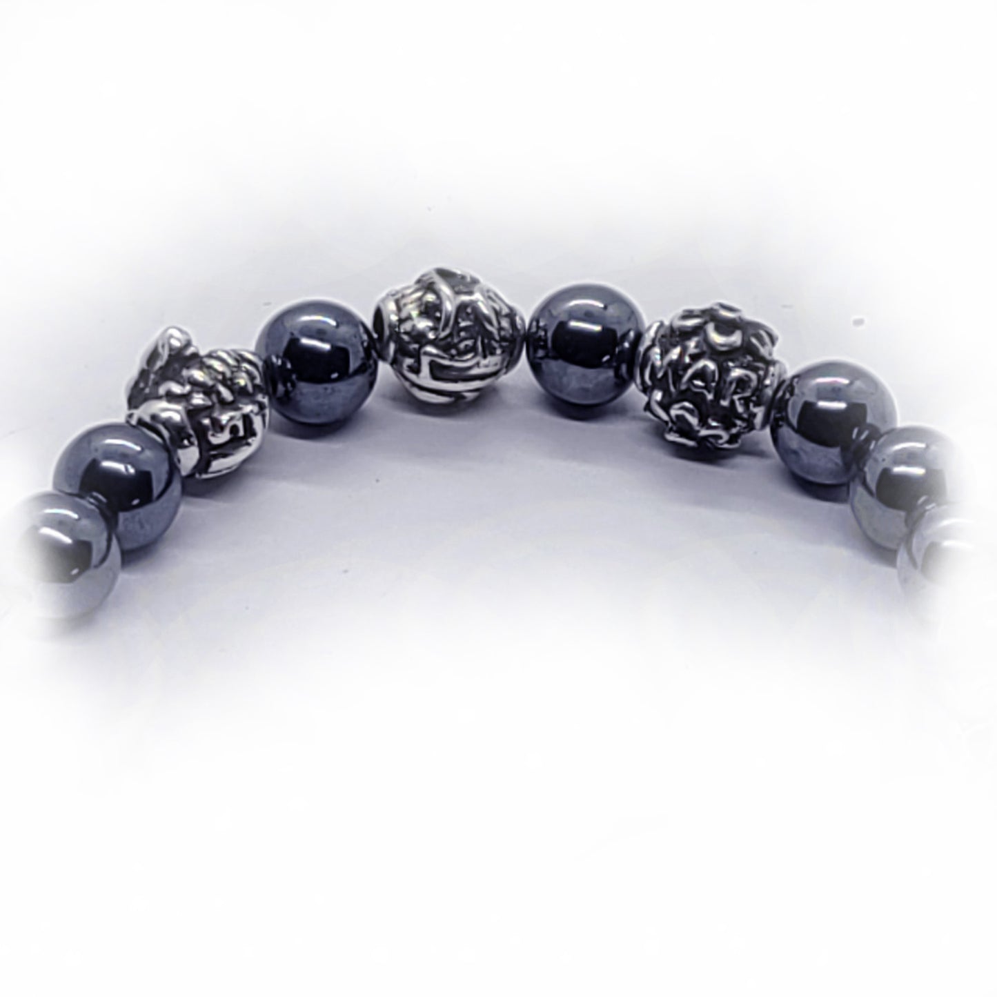 Sheep Birth Year Zodiac, Birth Months, Birth Month Flower Silver Hematite and Black Onyx Beads Bracelet