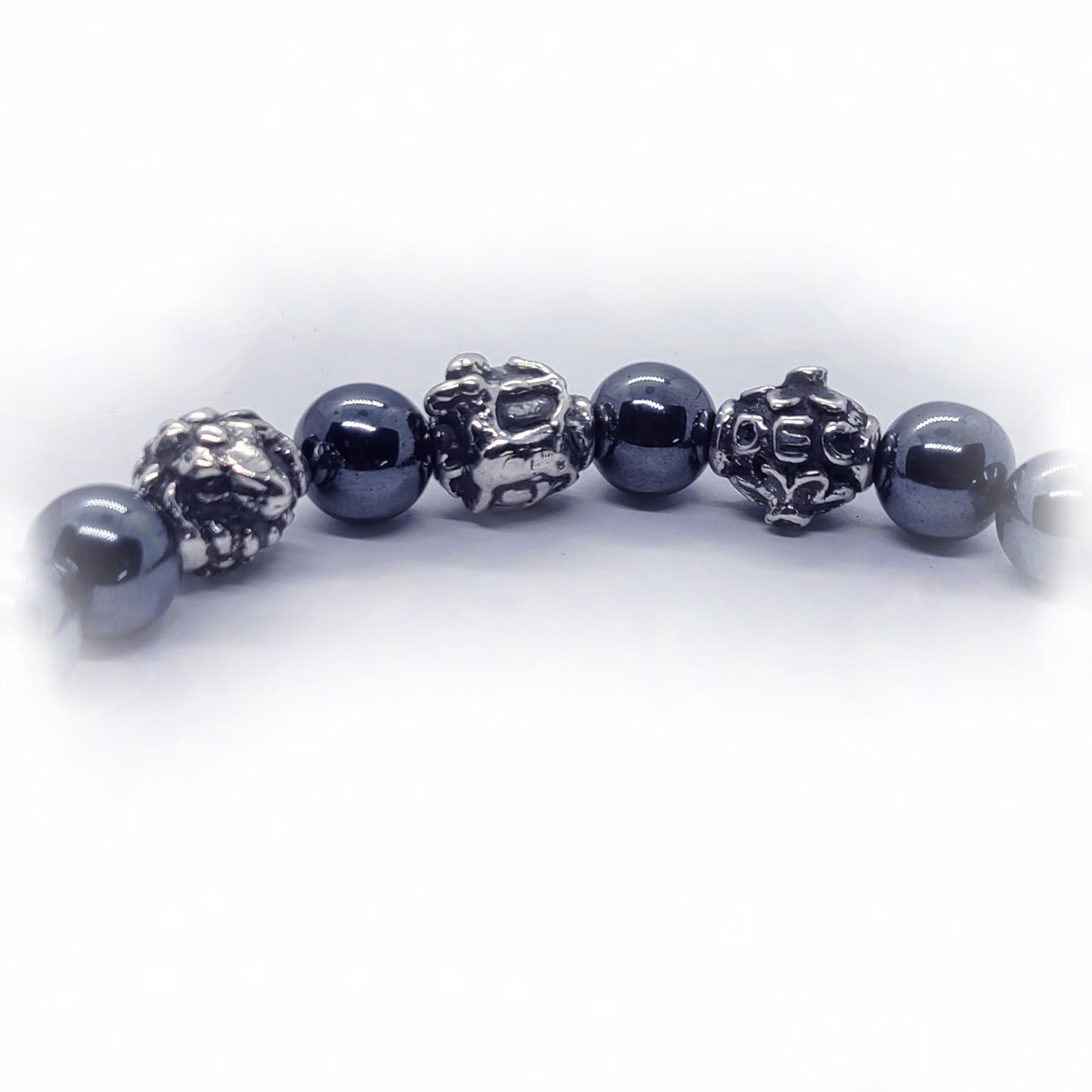 Sheep Birth Year Zodiac, Birth Months, Birth Month Flower Silver Hematite and Black Onyx Beads Bracelet