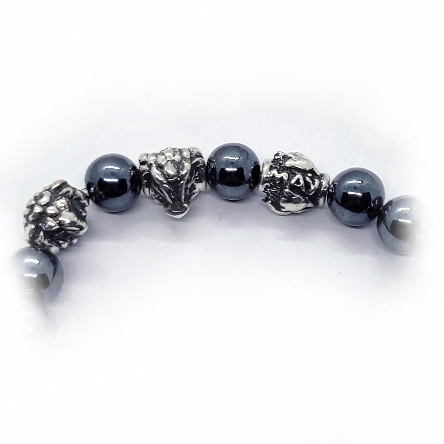 Sheep Birth Year Zodiac, Birth Months, Birth Month Flower Silver Hematite and Black Onyx Beads Bracelet