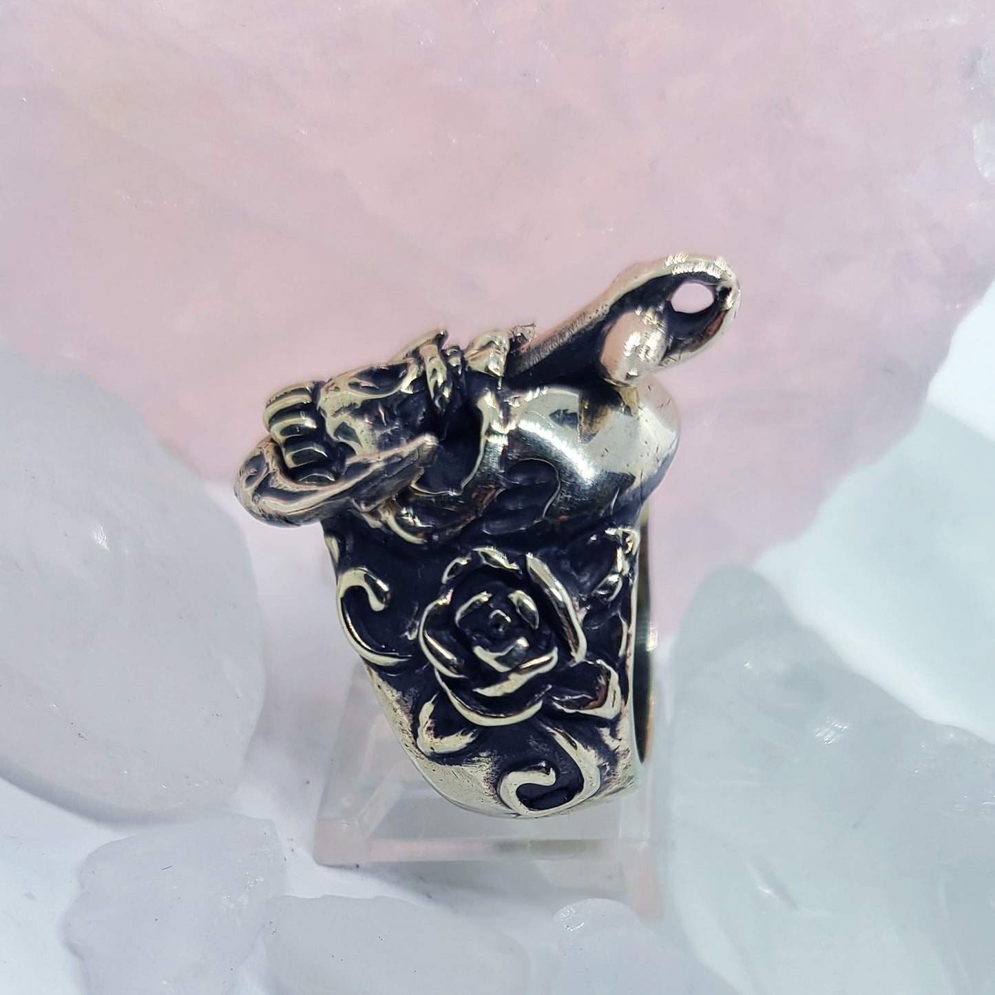 Skull with Anger Sterling Silver and Bronze Combination Ring