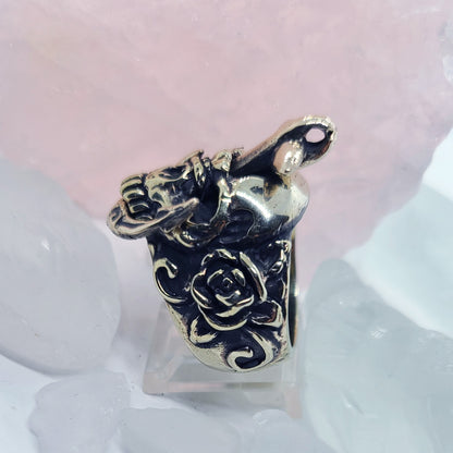 Skull with Anger Sterling Silver and Bronze Combination Ring
