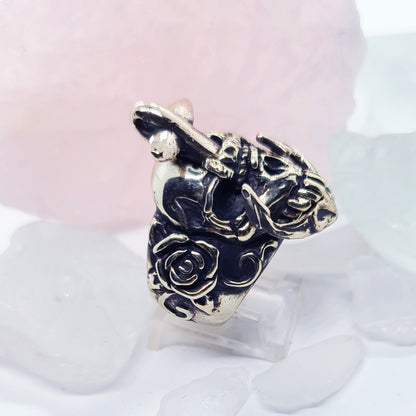 Skull with Anger Sterling Silver and Bronze Combination Ring