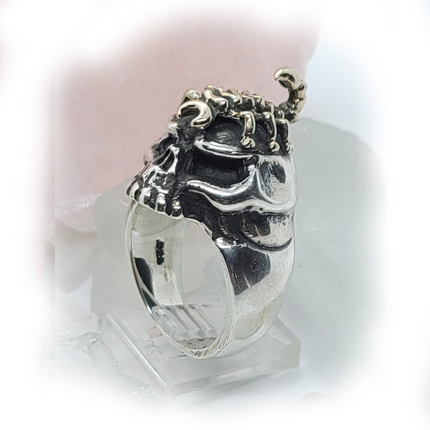 Skull with King Scorpion Sterling Silver & Bronze Combination Ring