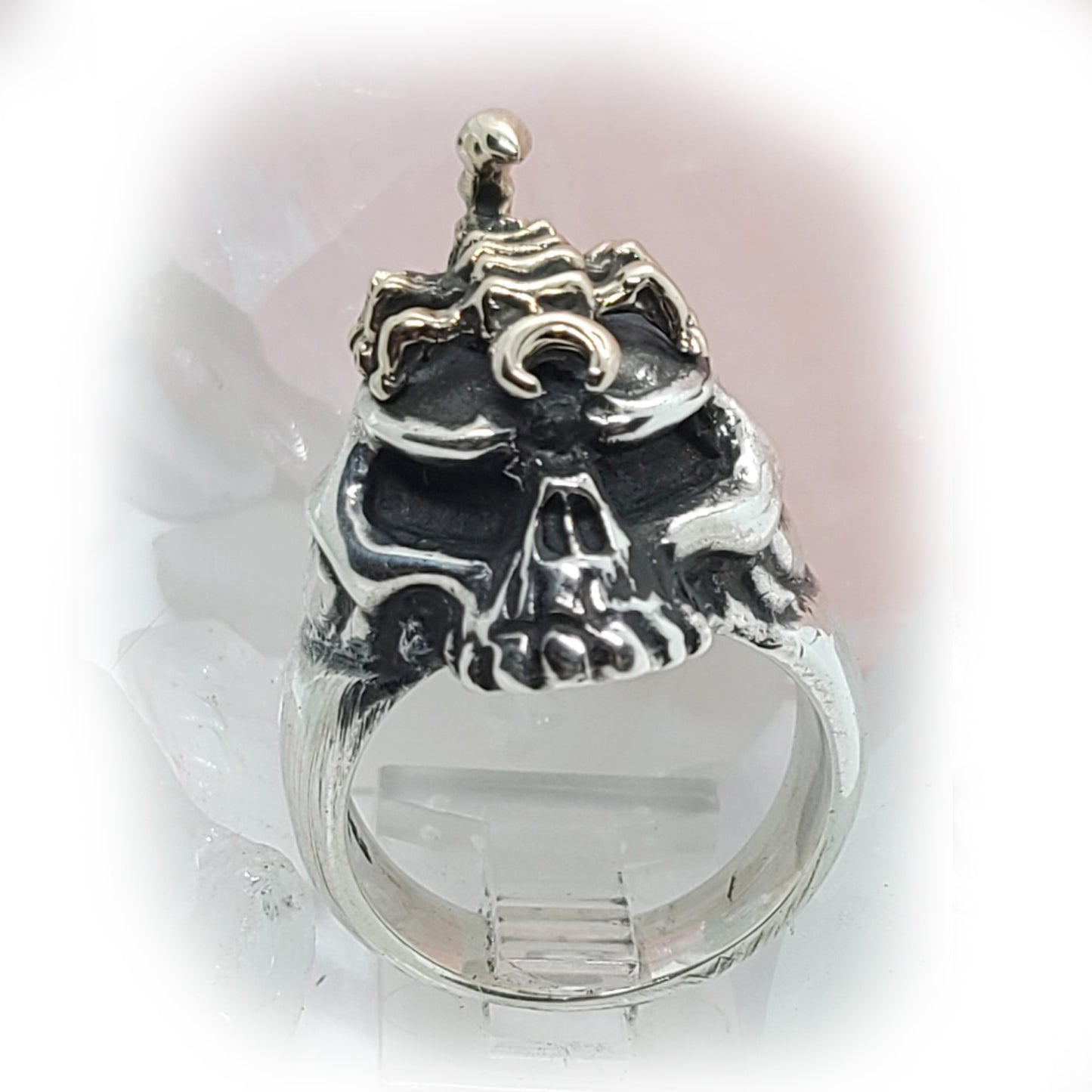 Skull with King Scorpion Sterling Silver & Bronze Combination Ring