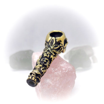 Skulls in Fires Sterling Silver Smoking Pipe