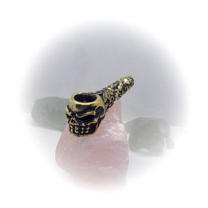 Skulls in Fires Sterling Silver Smoking Pipe