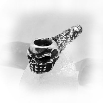 Skulls in Fires Sterling Silver Smoking Pipe
