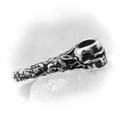 Skulls in Fires Sterling Silver Smoking Pipe