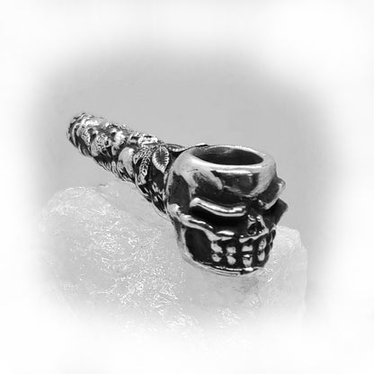 Skulls in Fires Sterling Silver Smoking Pipe
