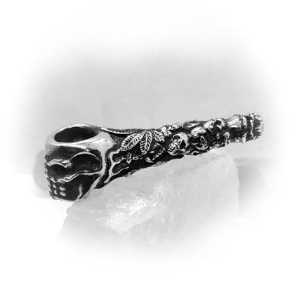 Skulls in Fires Sterling Silver Smoking Pipe