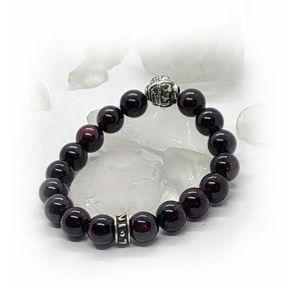 Tigran The Great Silver Bead with Garnet Stone Beads Bracelet