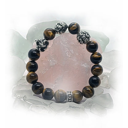 Snake Birth Year Zodiac, Birth Months, Birth Month Flower Silver Hematite and Black Onyx Beads Bracelet