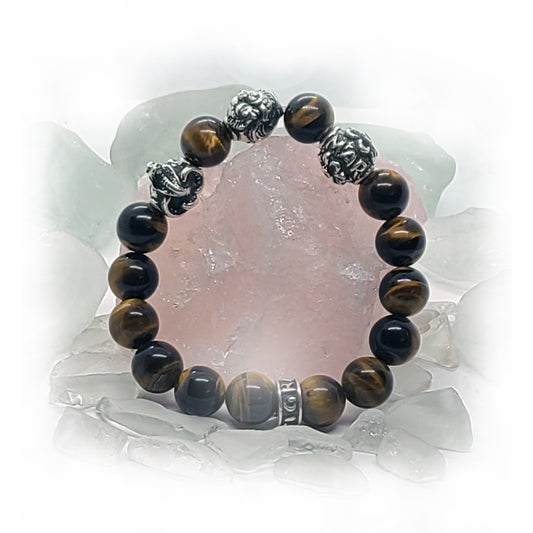 Snake Birth Year Zodiac, Birth Months, Birth Month Flower Silver Hematite and Black Onyx Beads Bracelet