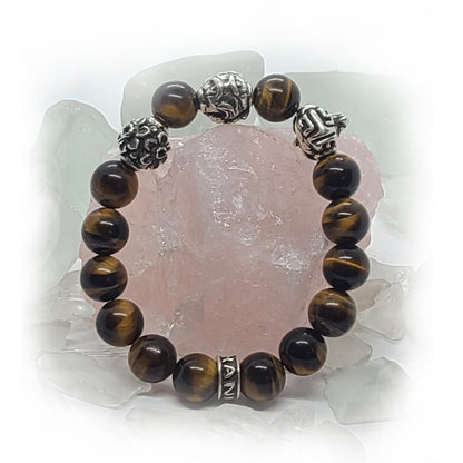 Snake Birth Year Zodiac, Birth Months, Birth Month Flower Silver Hematite and Black Onyx Beads Bracelet