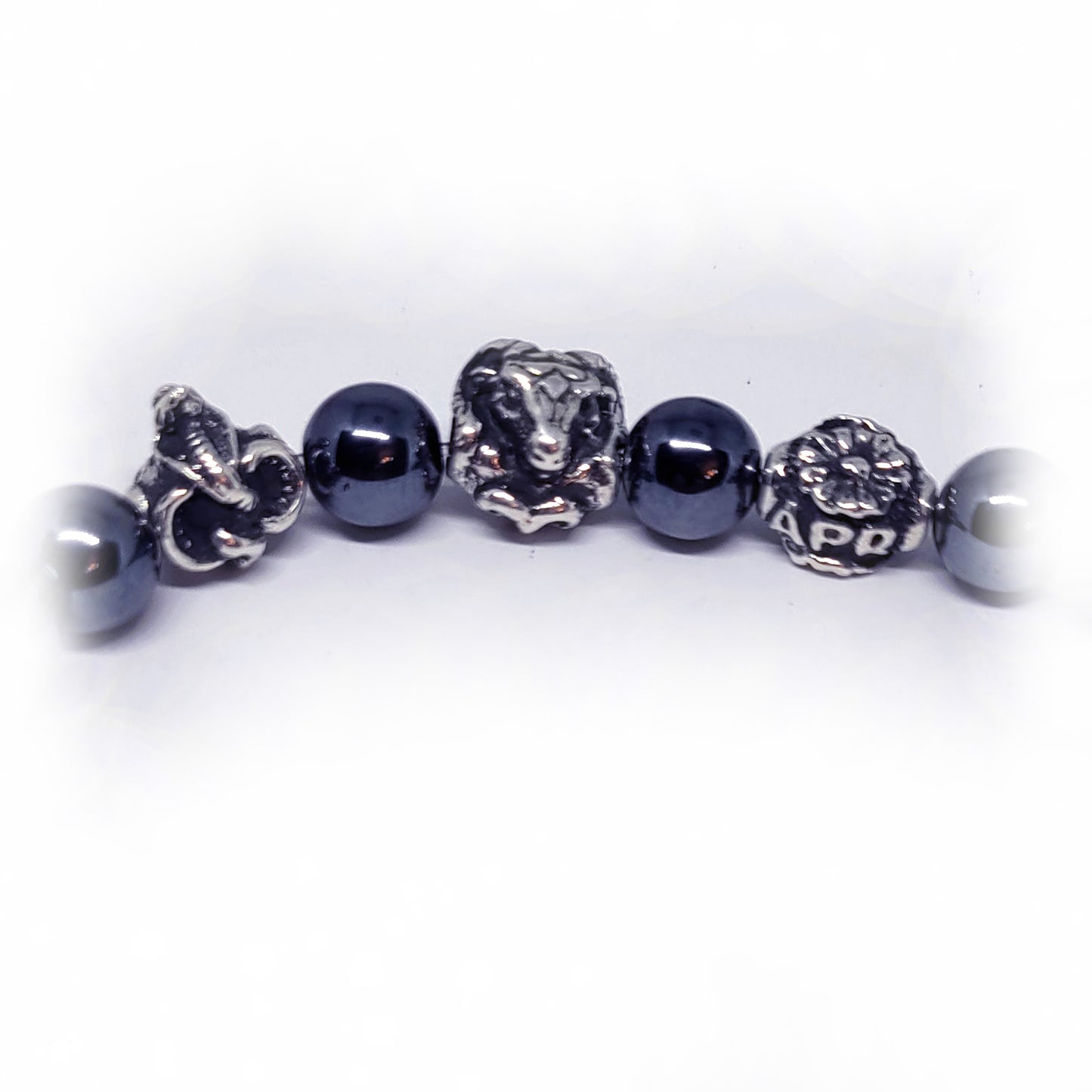Snake Birth Year Zodiac, Birth Months, Birth Month Flower Silver Hematite and Black Onyx Beads Bracelet