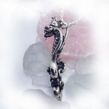 Snake Cobra Fleur-De-Lis Sterling Silver Pendant