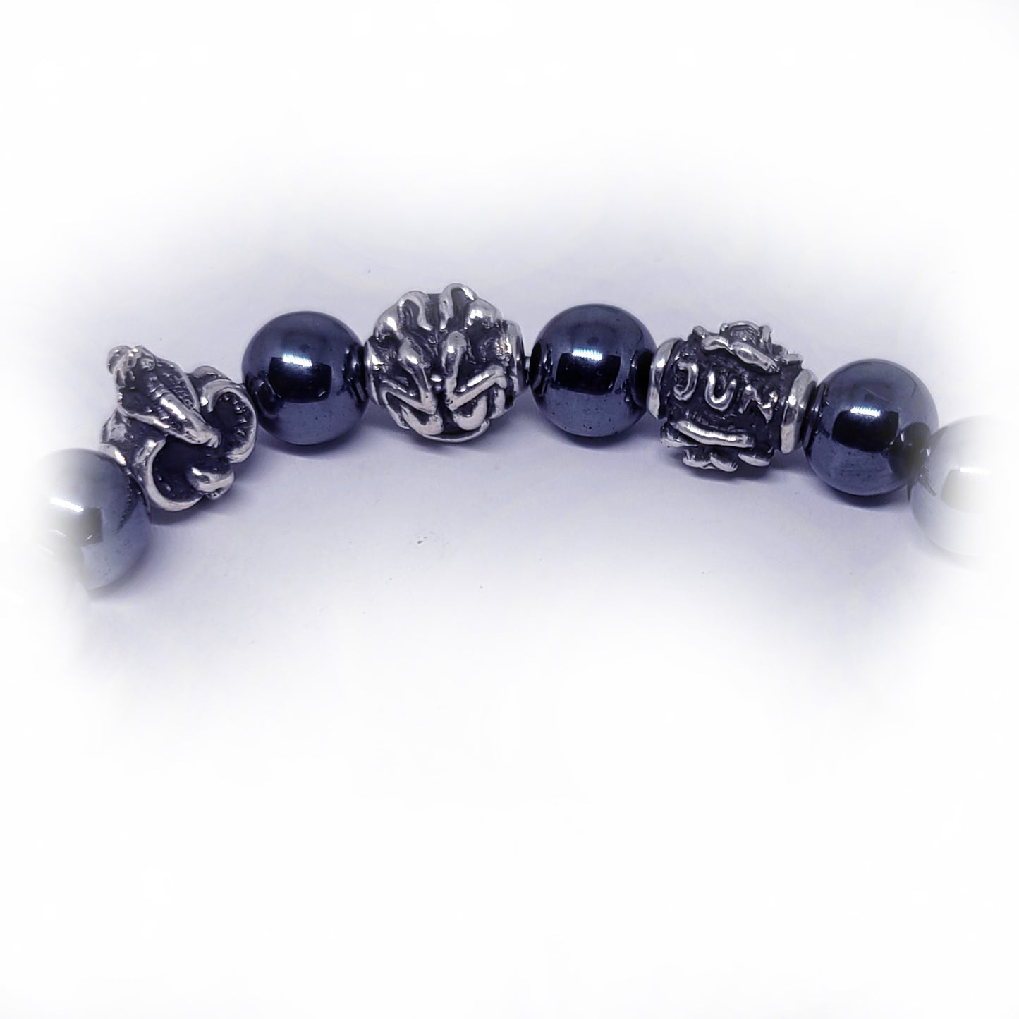 Snake Birth Year Zodiac, Birth Months, Birth Month Flower Silver Hematite and Black Onyx Beads Bracelet