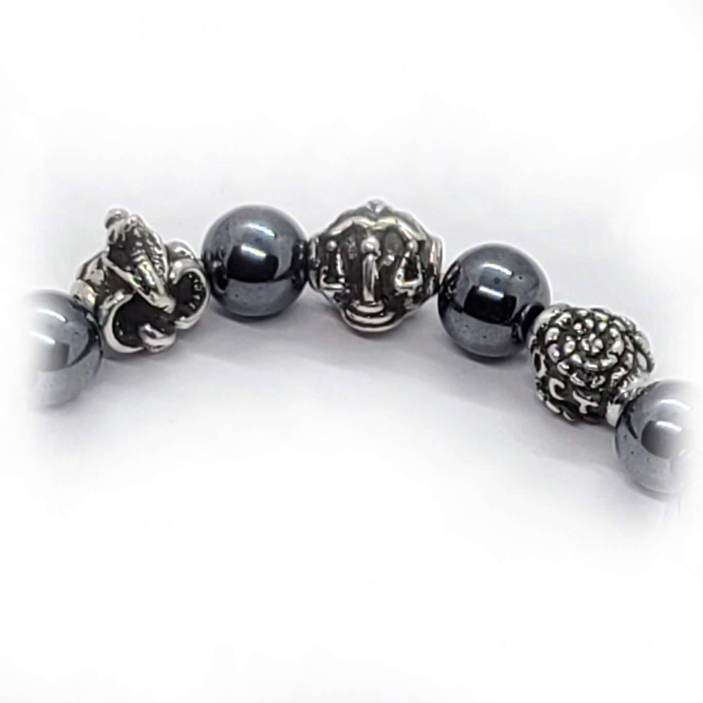 Snake Birth Year Zodiac, Birth Months, Birth Month Flower Silver Hematite and Black Onyx Beads Bracelet