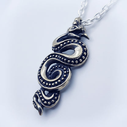 Snake Slithering Sterling Silver Pendant