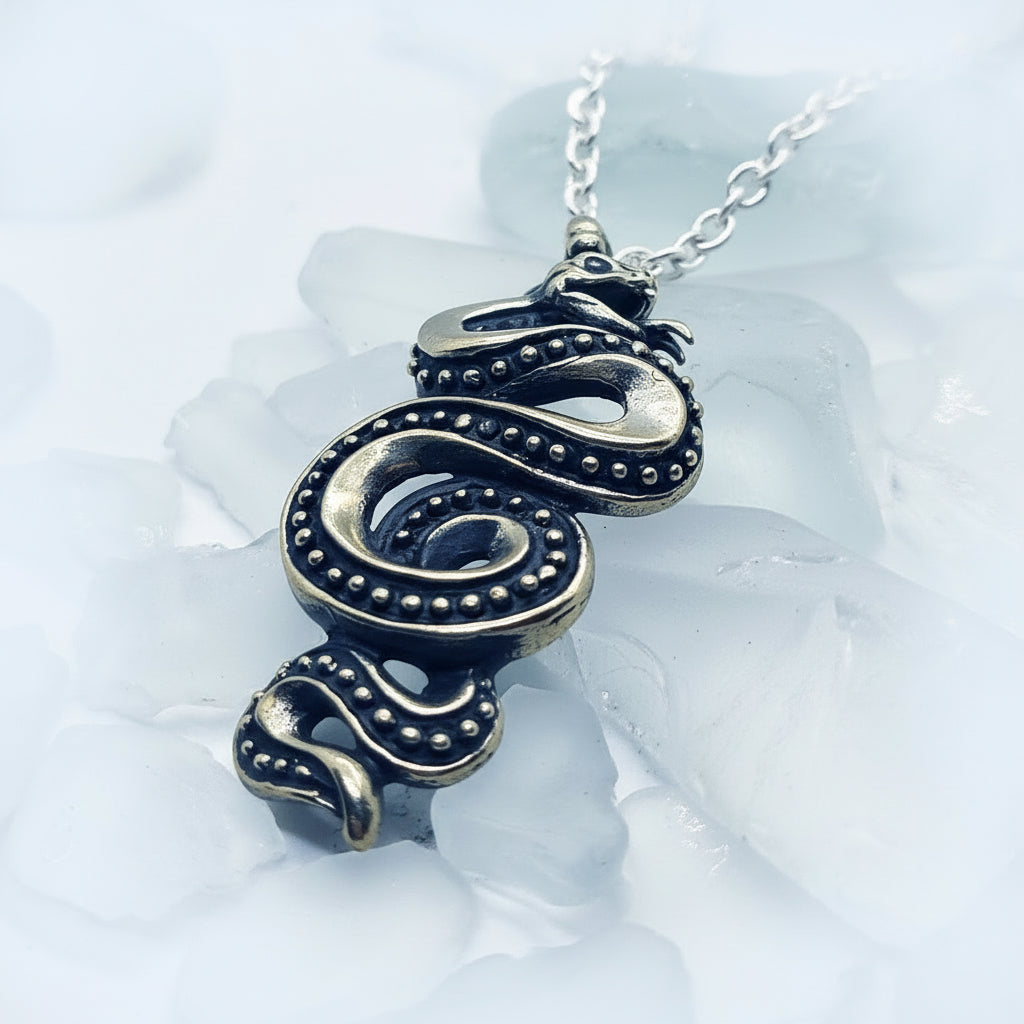 Snake Slithering Sterling Silver Pendant