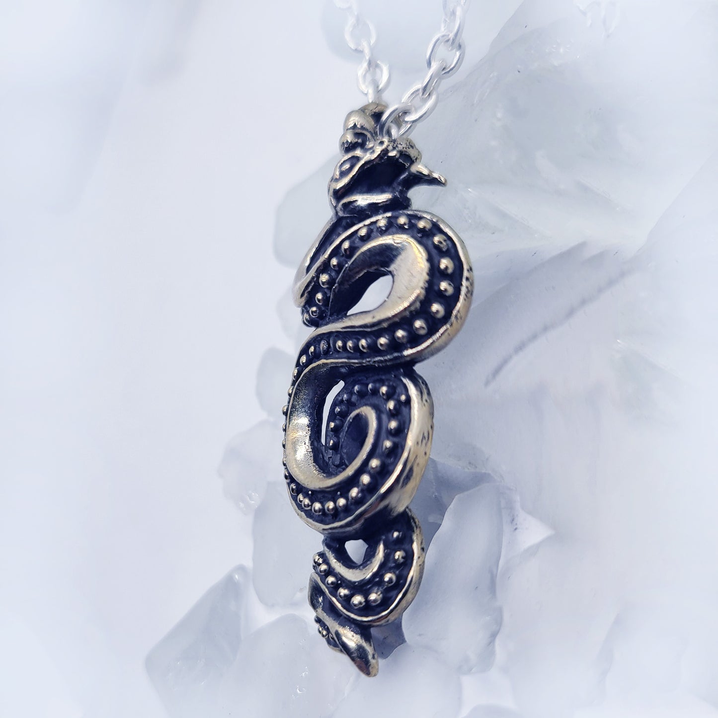 Snake Slithering Sterling Silver Pendant