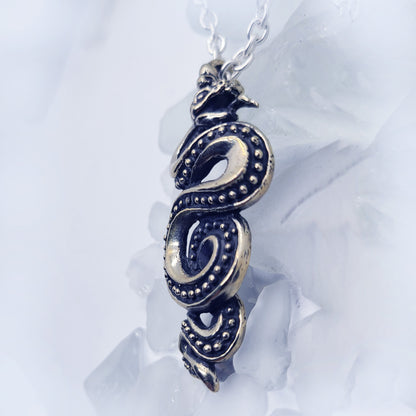 Snake Slithering Sterling Silver Pendant