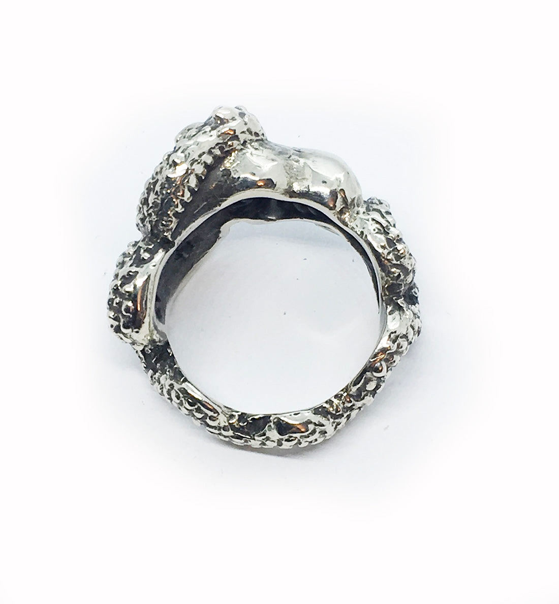 Snake With Heart Sterling Silver Ring