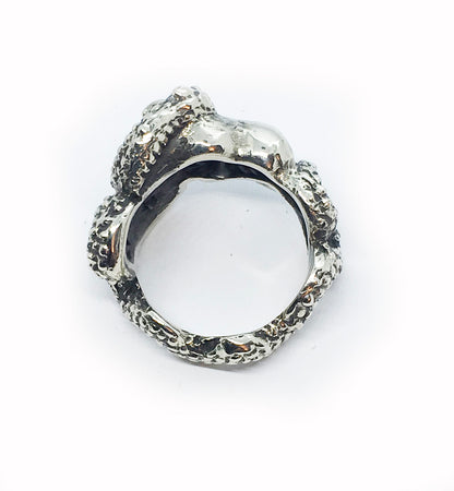 Snake With Heart Sterling Silver Ring