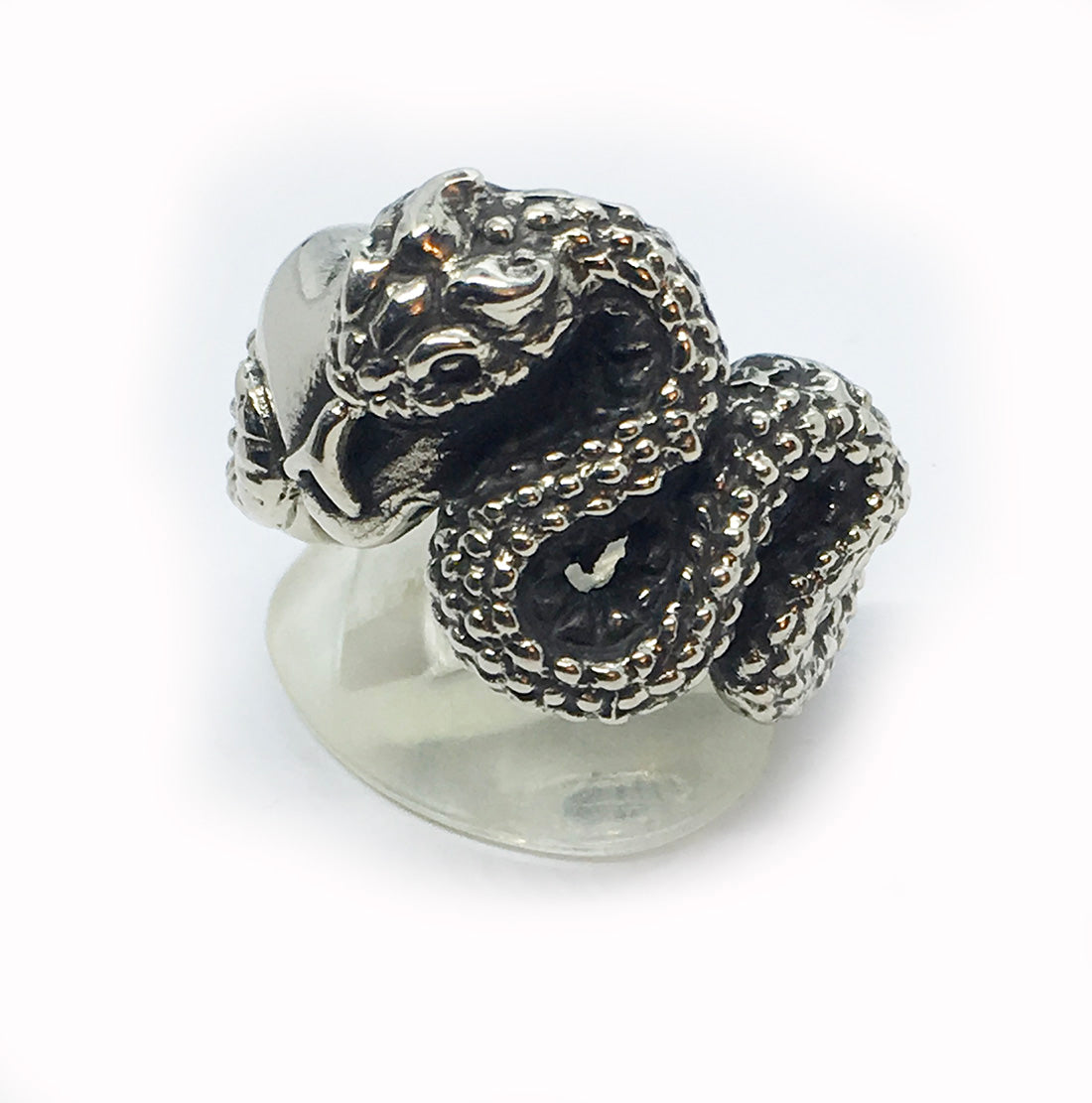 Snake With Heart Sterling Silver Ring