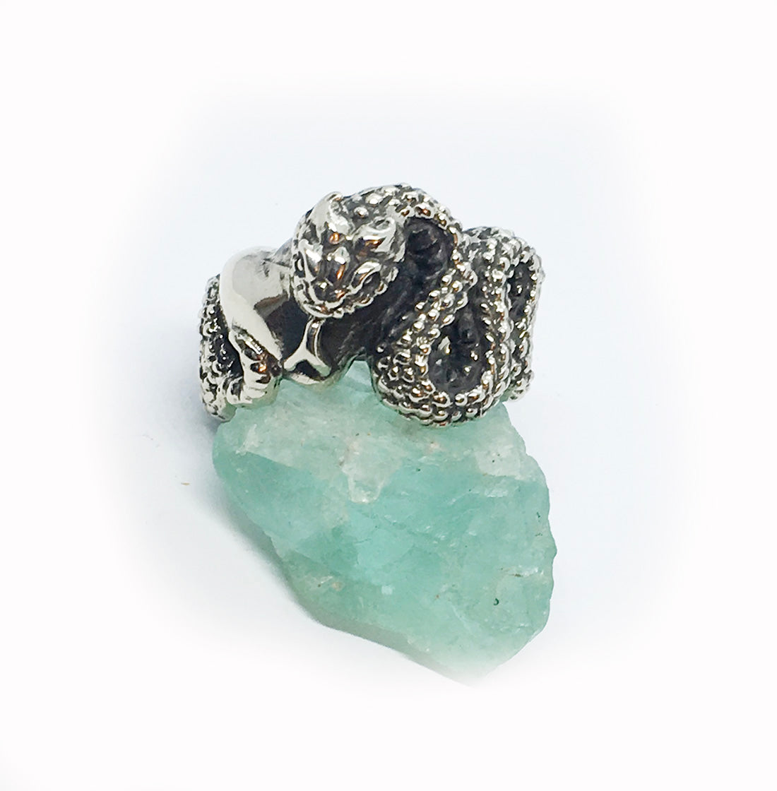 Snake With Heart Sterling Silver Ring