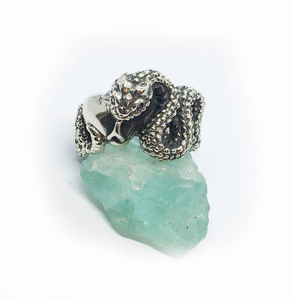 Snake With Heart Sterling Silver Ring