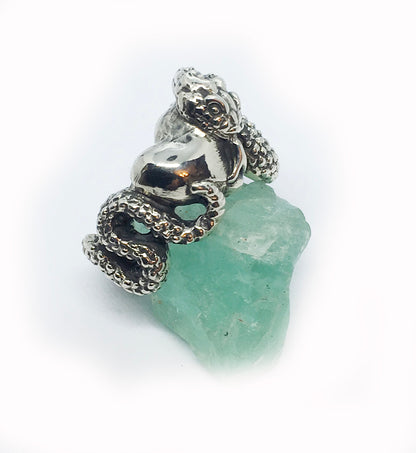 Snake With Heart Sterling Silver Ring