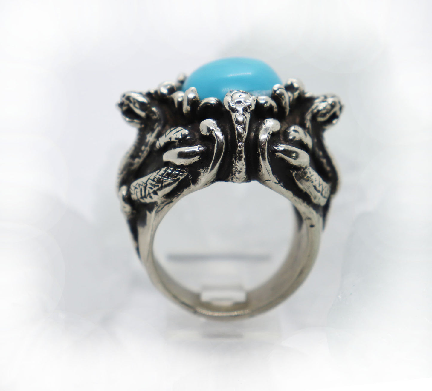 Cobras Black Mamba United Turquoise Stone Silver Ring