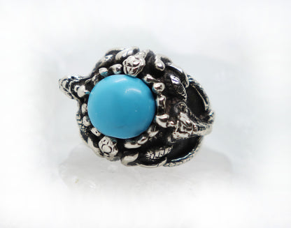Cobras Black Mamba United Turquoise Stone Silver Ring