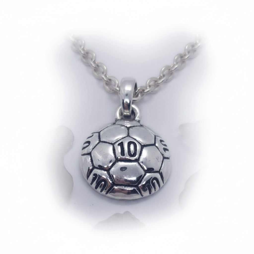 Soccer Ball #10 Ten Sterling Silver Pendant