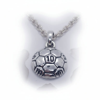 Soccer Ball #10 Ten Sterling Silver Pendant